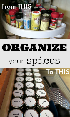 Do your spices need a makeover? Make your spices organized and easy to find with this easy spice container organizing tutorial!
