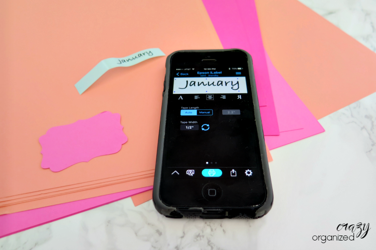 Make your own adorable greeting card organizer with your portable Epson label maker with iphone app! Sort your cards by month for easy access!