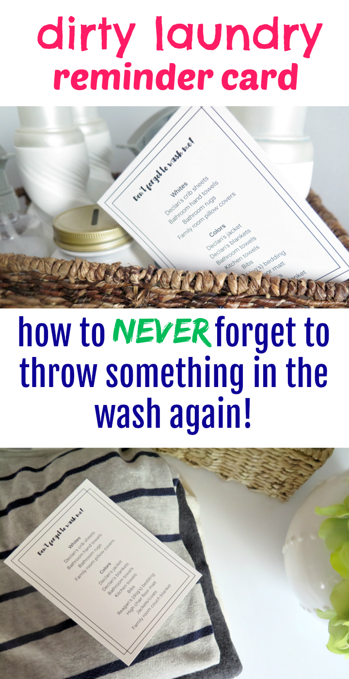 Read on for the 5 minute solution to never forget a piece of laundry again. Create a 'Dirty Laundry Reminder List Card' placed on your washer!
